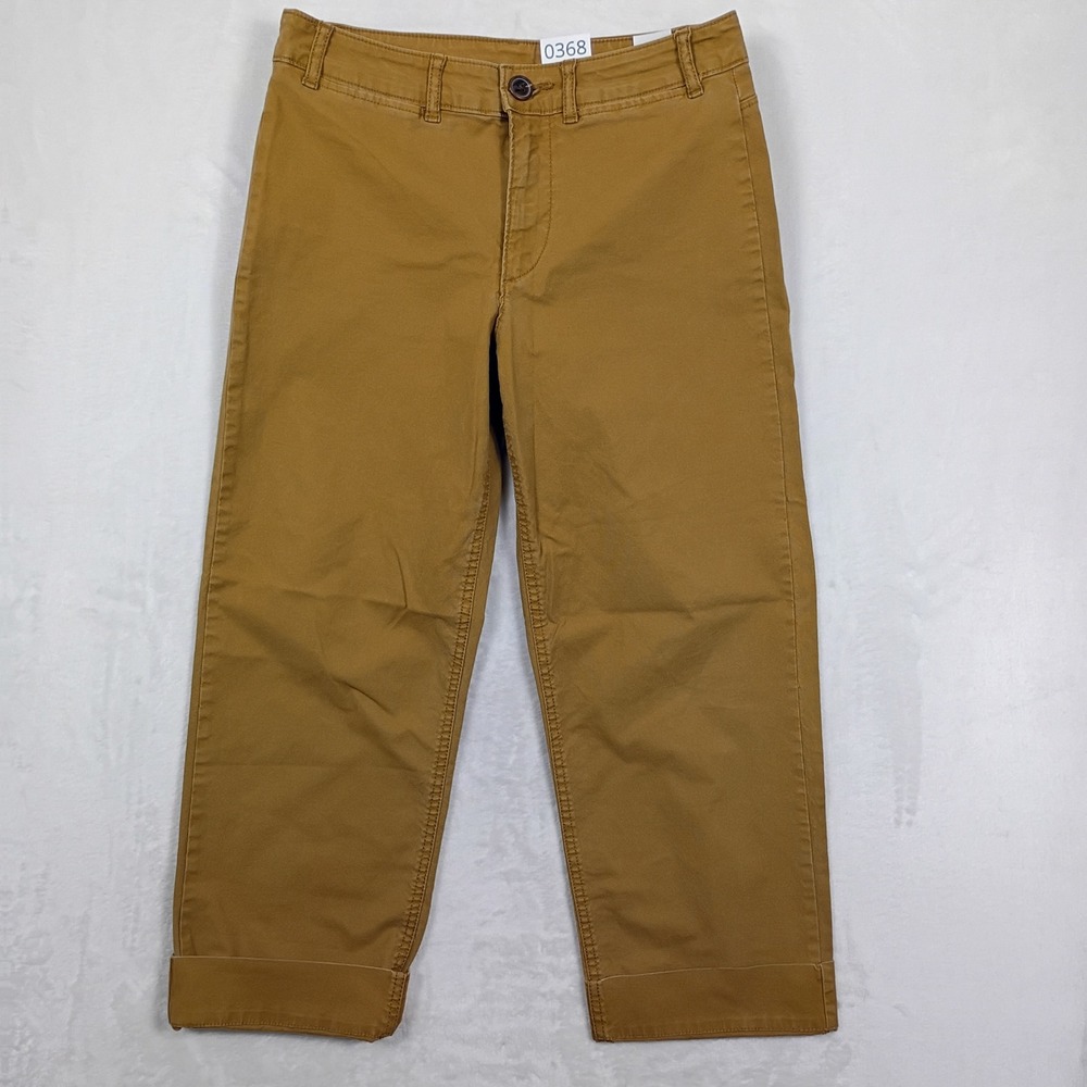 Old Navy Chino Pants Womens 4 Tan Wide Leg Crop Ochre Work Wear Outdoors Utility